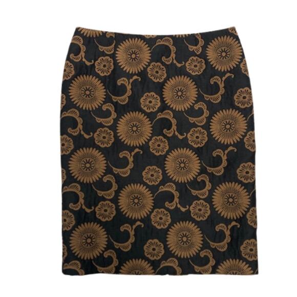 TRINA TURK Floral Wool Blend Embroidered Black Straight Pencil Skirt | 2 - Picture 1 of 5